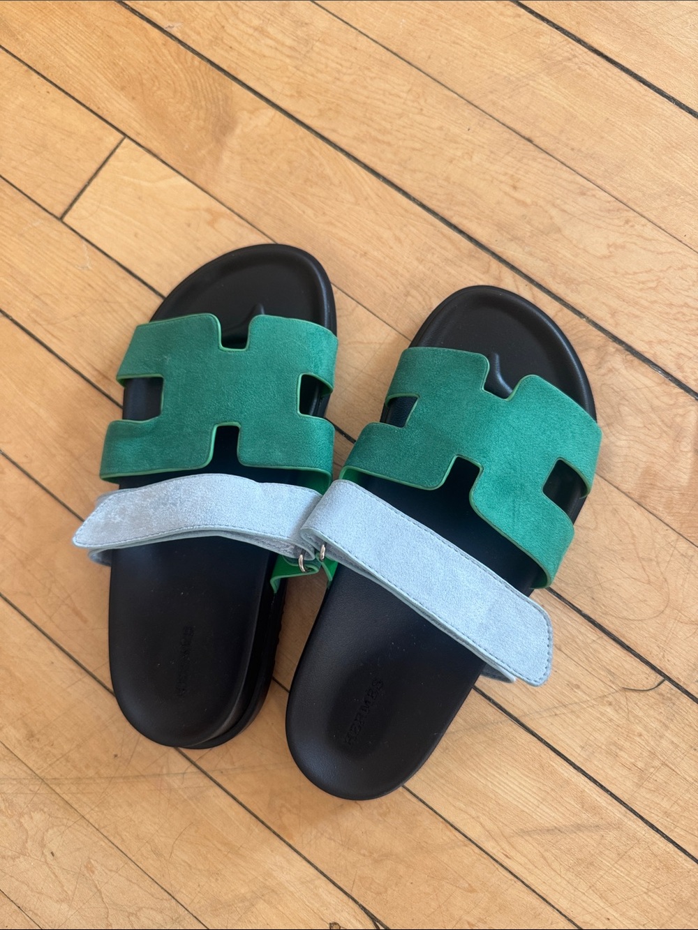 Hermes Chypre Sandals women’s 37 Green and Blue